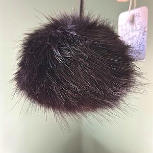 NWT Free People Black pompom keychain rose gold hardware